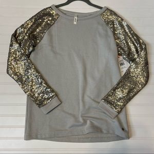 JAG sequin sleeve pullover raglan sweater size extra small xs